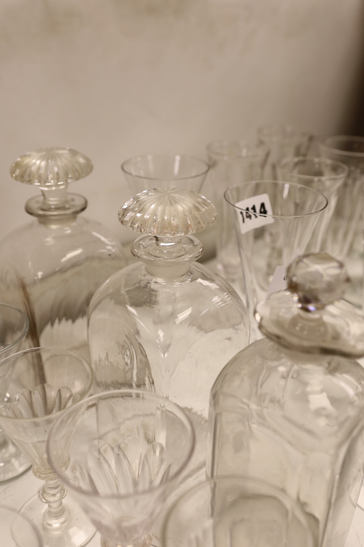 A collection of Georgian and later ale flutes ‘ drinking glasses